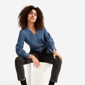 Everlane Blue Wrap Blouse